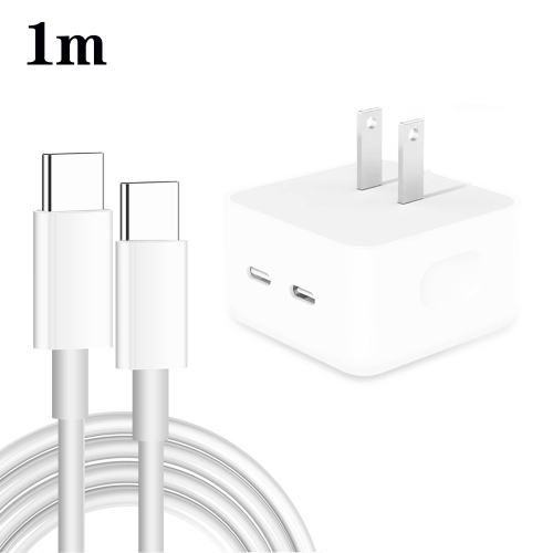 

PD 35W Dual USB-C / Type-C Ports Charger with 1m Type-C to Type-C Data Cable, US Plug