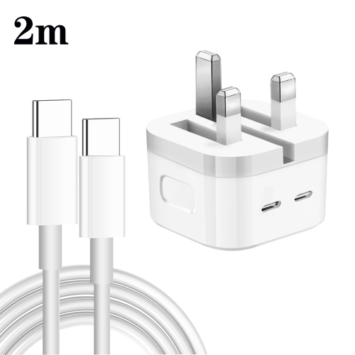 

PD 35W Dual USB-C / Type-C Ports Charger with 2m Type-C to Type-C Data Cable, UK Plug