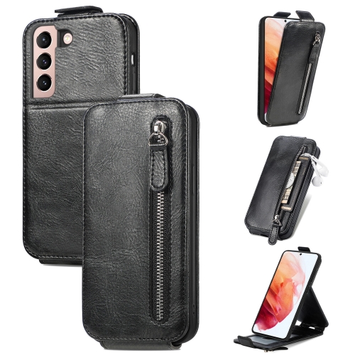 

For Samsung Galaxy S21 5G Zipper Wallet Vertical Flip Leather Phone Case(Black)