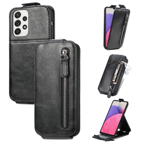 

For Samsung Galaxy A33 5G Zipper Wallet Vertical Flip Leather Phone Case(Black)