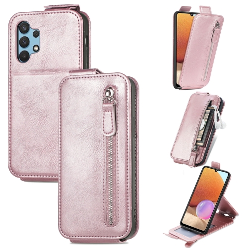 

For Samsung Galaxy A32 4G Zipper Wallet Vertical Flip Leather Phone Case(Pink)