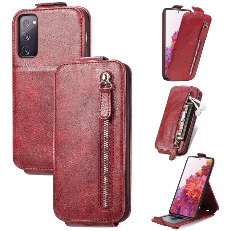 

For Samsung Galaxy S20 FE 2022 Zipper Wallet Vertical Flip Leather Phone Case(Red)