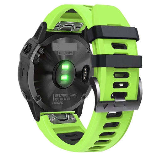 

For Garmin Fenix 7X 26mm Silicone Sports Two-Color Watch Band(Lime+Black)