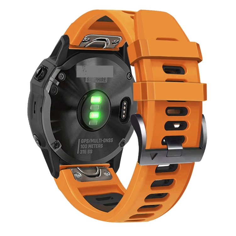

For Garmin Fenix 6X Pro 26mm Silicone Sports Two-Color Watch Band(Orange+Black)