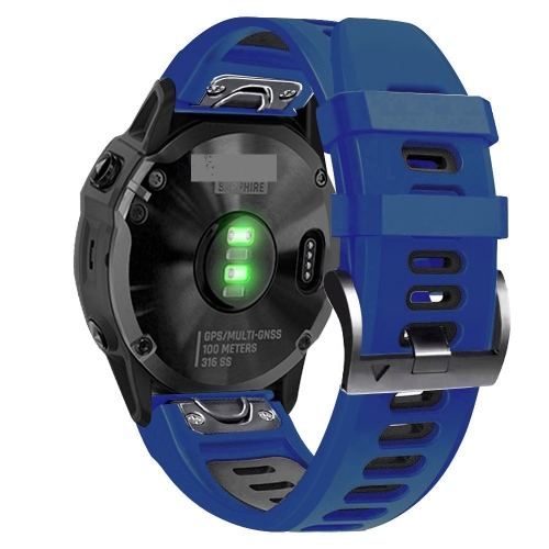 

For Garmin Fenix 5X 26mm Silicone Sports Two-Color Watch Band(Midnight Blue+Black)