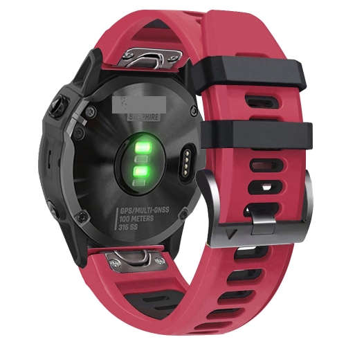 

For Garmin Fenix 5X Plus 26mm Silicone Sports Two-Color Watch Band(Red+Black)