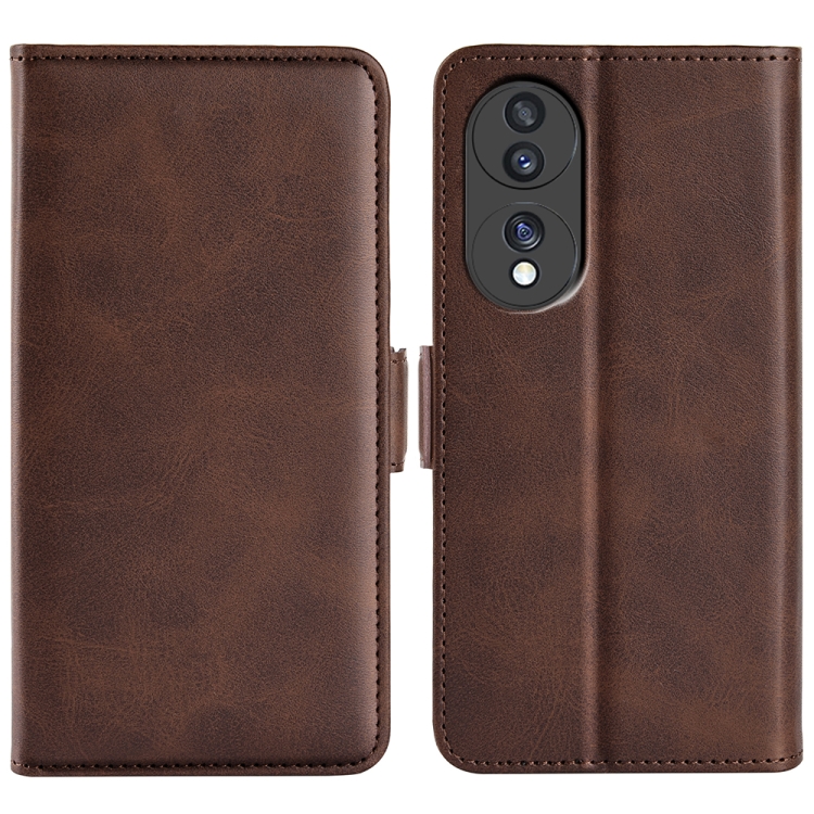 

For Honor 70 Dual-side Magnetic Buckle Flip Leather Phone Case(Brown)