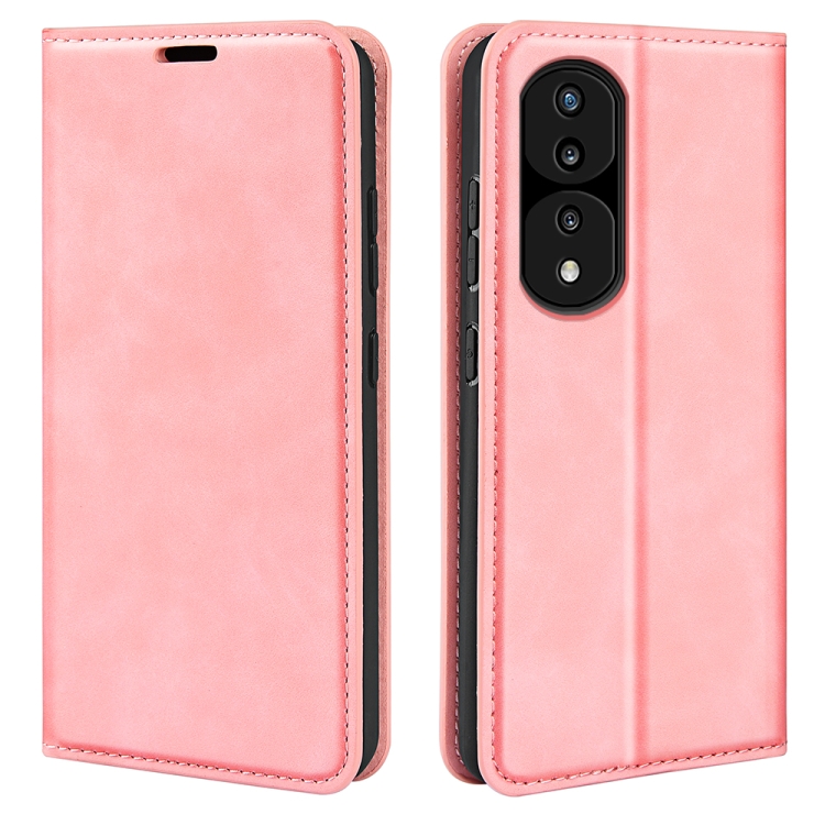 

For Honor 70 Pro Retro-skin Magnetic Suction Leather Phone Case(Pink)