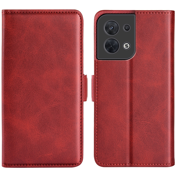 

For OPPO Reno8 Dual-side Magnetic Buckle Flip Leather Phone Case(Red)