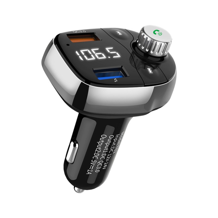 

T62 Dual USB QC 3.0 Fast Charger Bluetooth 5.0 Adapter MP3 Player Handsfree Car Kit FM Transmitter