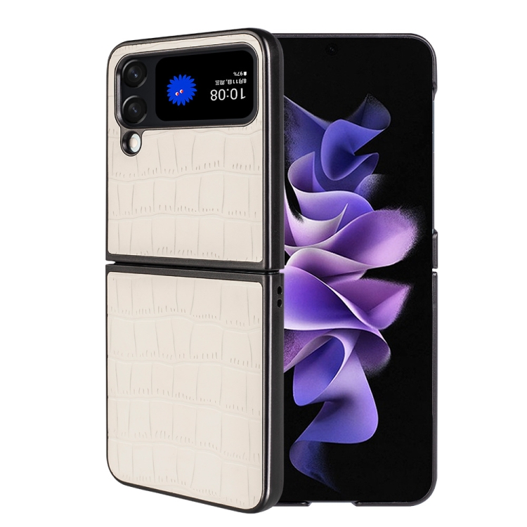 

For Samsung Galaxy Z Flip4 Crocodile Texture Phone Case(White)