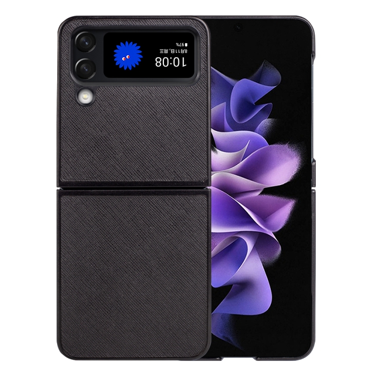 

For Samsung Galaxy Z Flip4 Cross Texture Phone Case(Black)