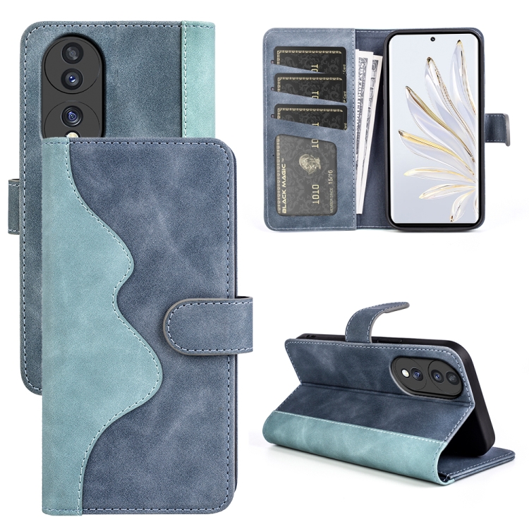 

For Honor 70 Stitching Horizontal Flip Leather Phone Case(Blue)