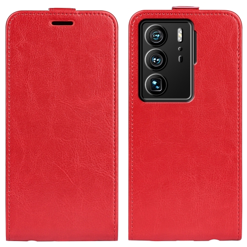 

For ZTE Axon 40 Ultra R64 Texture Vertical Flip Leather Phone Case(Red)