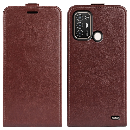 

For ZTE Blade A52 R64 Texture Vertical Flip Leather Phone Case(Brown)