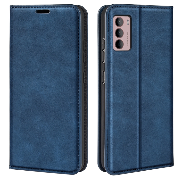 

For Motorola Moto G42 Retro-skin Magnetic Suction Leather Phone Case(Dark Blue)