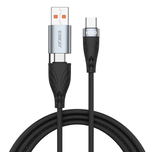 

ENKAY Hat-Prince 1m PD100W 2 in 1 USB 3.0 / Type-C to Type-C 6A Super Fast Charging Data Cable