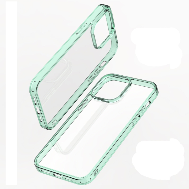 

Transparent Tempered Glass TPU Phone Case For iPhone 14 Pro(Green)
