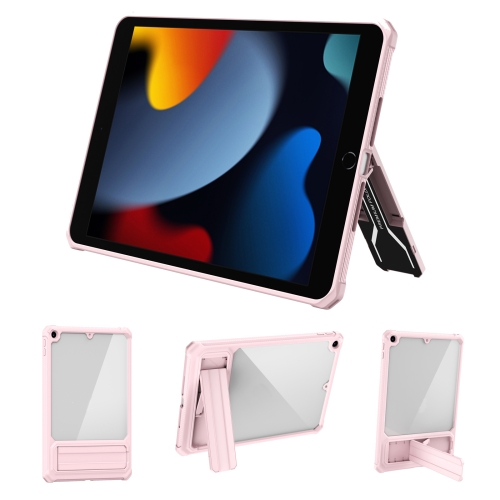 

Transparent Acrylic PC TPU Tablet Case with Holder For iPad 10.2 2019 / 2020 / 2021(Pink)