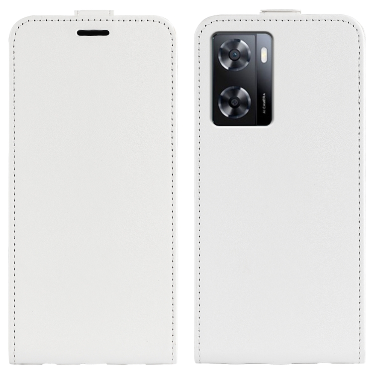 

For OPPO A57 4G 2022 R64 Texture Vertical Flip Leather Phone Case(White)