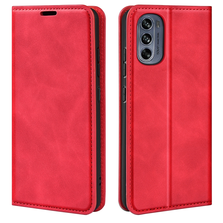 

For Motorola G62 5G Retro-skin Magnetic Suction Leather Phone Case(Red)