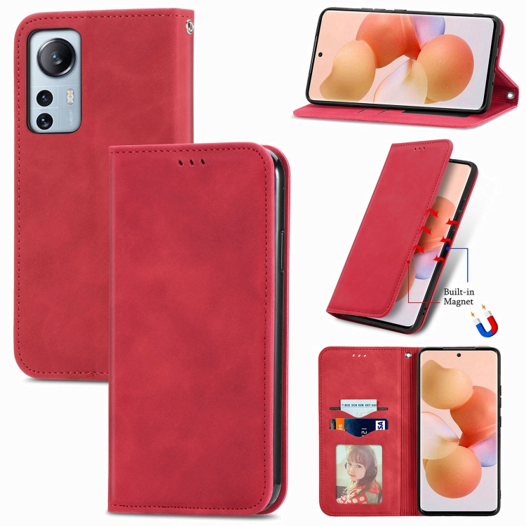 

For Xiaomi 12 Lite Retro Skin Feel Magnetic Leather Phone Case(Red)
