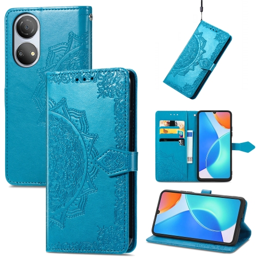 

For Honor Play 30 Plus / X7 Mandala Flower Embossed Horizontal Flip Leather Phone Case(Blue)