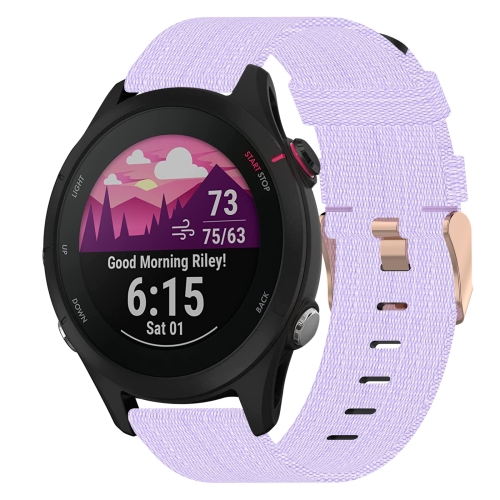 

For Garmin Forerunner 255S 18mm Nylon Woven Watch Band(Light Purple)