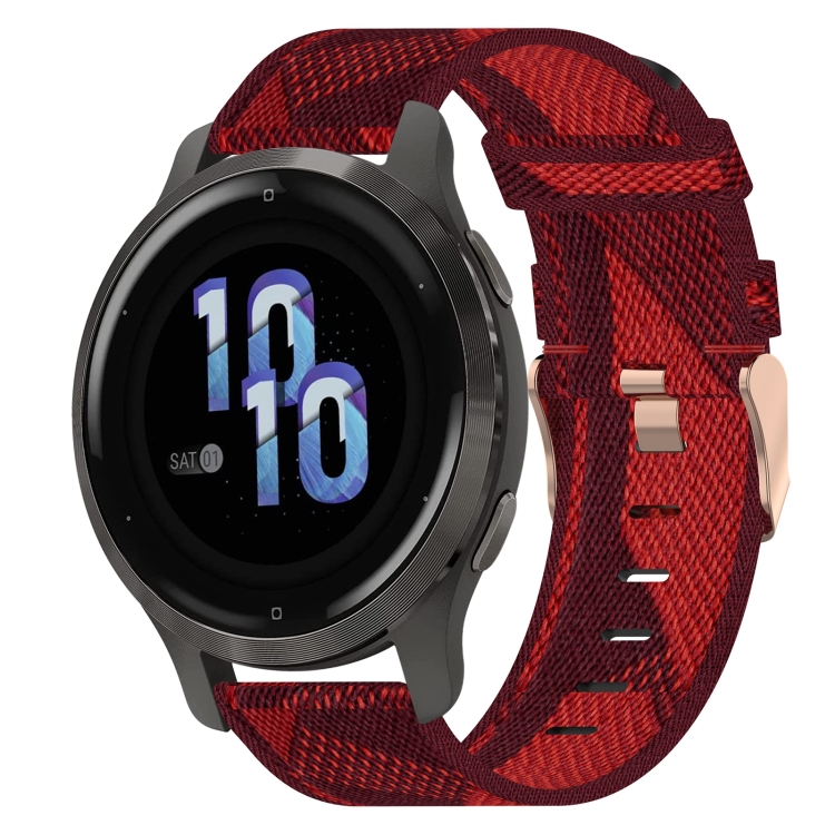 

For Garmin Venu 2S 18mm Nylon Woven Watch Band(Red)
