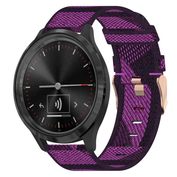 

For Garmin Vivomove 3S 18mm Nylon Woven Watch Band(Purple)