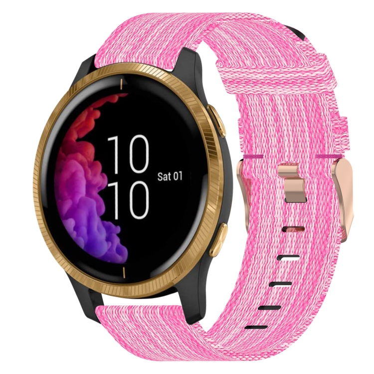 

For Garmin Venu 20mm Nylon Woven Watch Band(Pink)