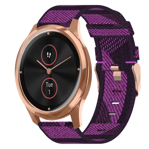 

For Garmin VivoMove Luxe 20mm Nylon Woven Watch Band(Purple)