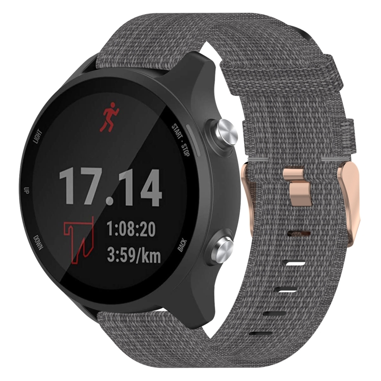 

For Garmin Forerunner 645 20mm Nylon Woven Watch Band(Dark Grey)