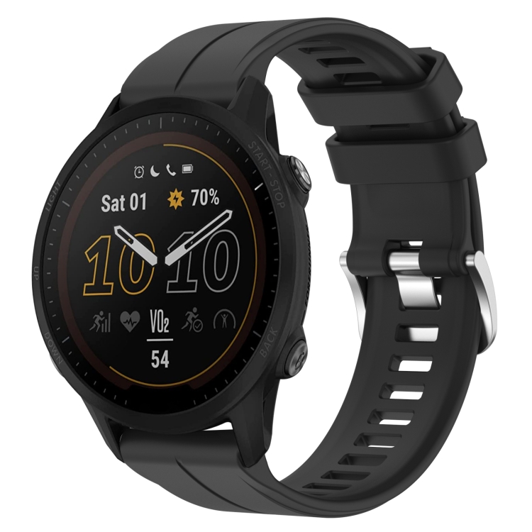 

For Garmin Forerunner 955 22mm Solid Color Silicone Watch Band(Black)