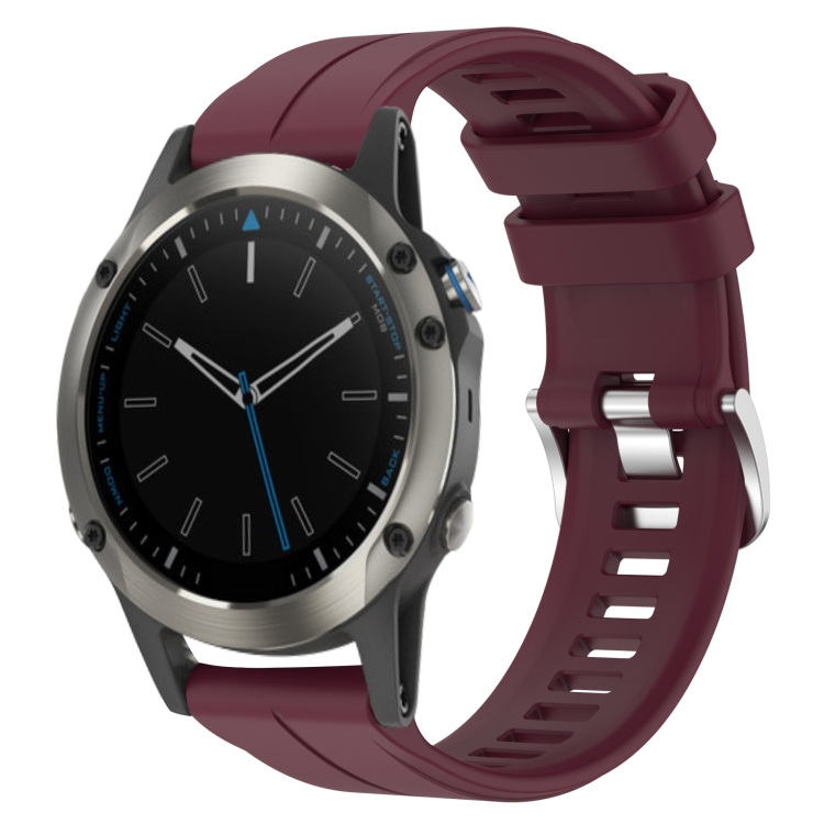 

For Garmin Quatix 5 22mm Solid Color Silicone Watch Band(Burgundy)