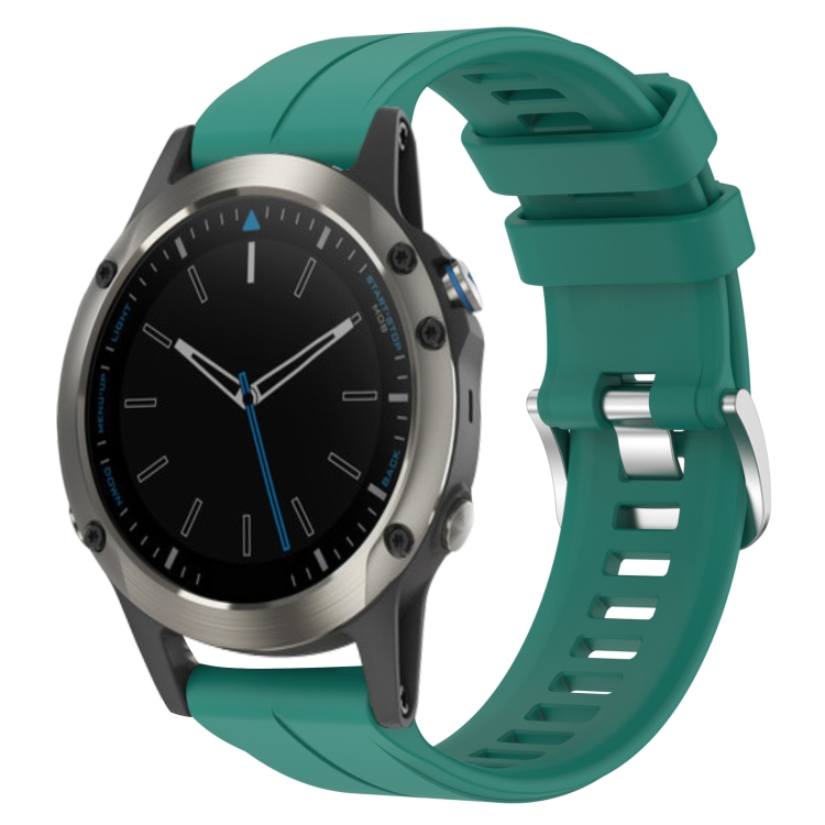 

For Garmin Quatix 5 Sapphire 22mm Solid Color Silicone Watch Band(Green)