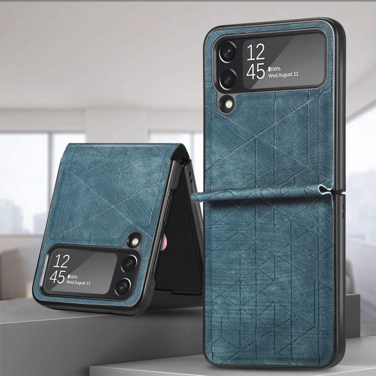 

For Samsung Galaxy Flip4 3D Geometric Embossing Folding Phone Case(Green)