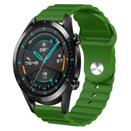 

For Huawei GT2 46mm 22mm Corrugated Silicone Watch Band(Green)
