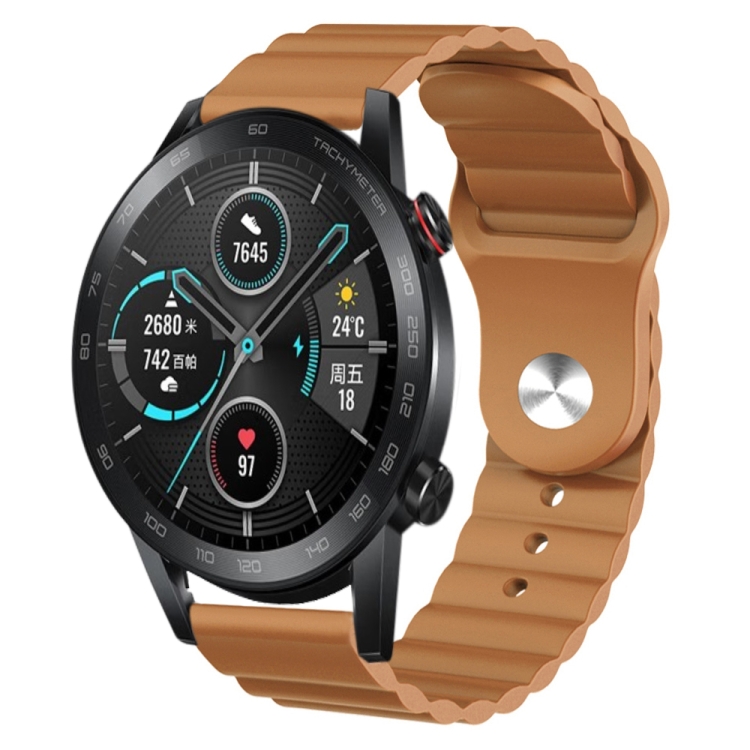 

For Honor MagicWatch 2 46mm 22mm Corrugated Silicone Watch Band(Brown)