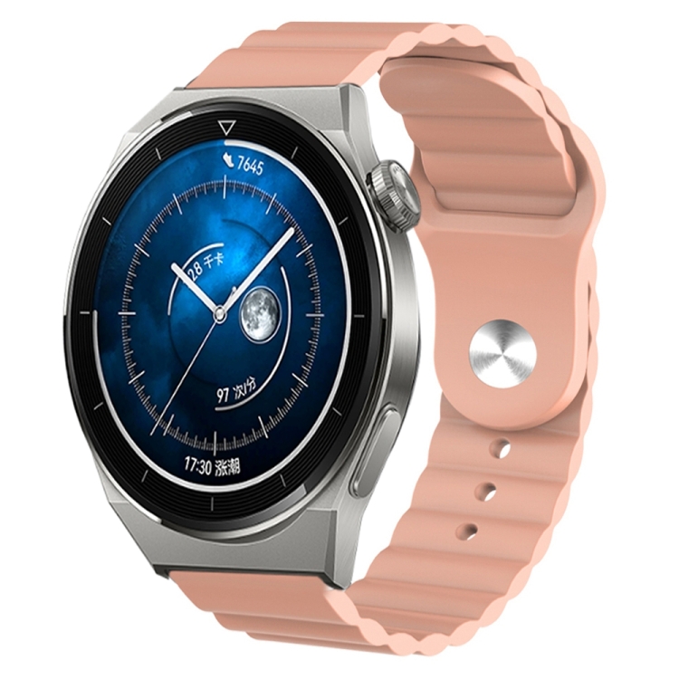 

For Huawei Watch GT3 Pro 43mm 20mm Corrugated Silicone Watch Band(Sand Pink)