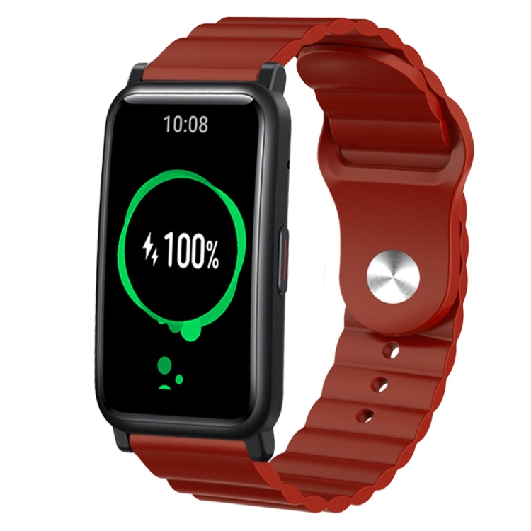 

For Honor Watch ES 20mm Corrugated Silicone Watch Band(Burgundy)