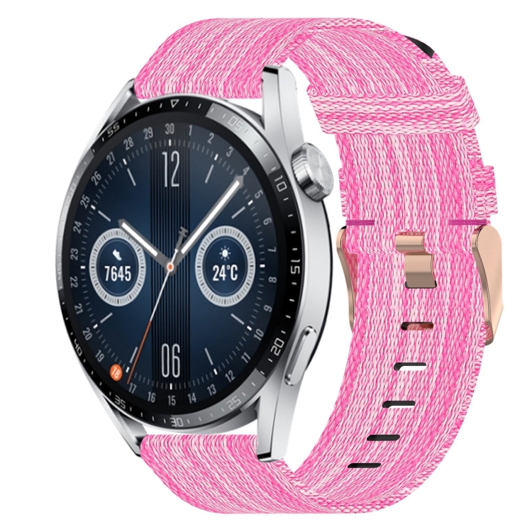 

For Huawei Watch GT3 46mm 22mm Nylon Woven Watch Band(Pink)