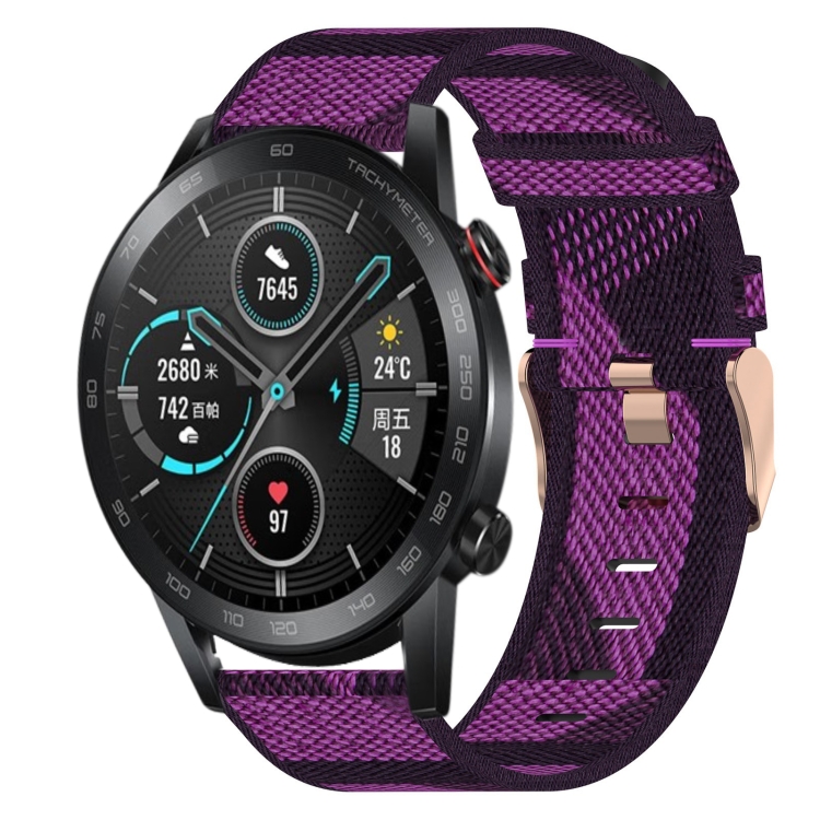 

For Honor MagicWatch 2 46mm 22mm Nylon Woven Watch Band(Purple)