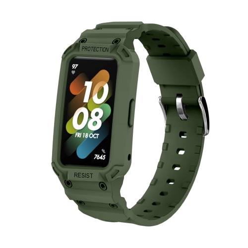 

For Huawei Band 6 / 7 / Honor Band 6 JSM Integrated TPU Adjustable Elastic Watch Band (Army Green)