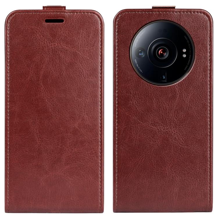 

For Xiaomi 12S Ultra R64 Texture Vertical Flip Leather Phone Case(Brown)