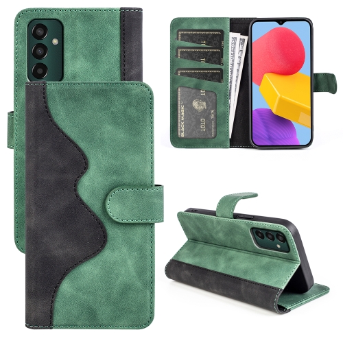 

For Samsung Galaxy M13 4G Stitching Horizontal Flip Leather Phone Case(Green)