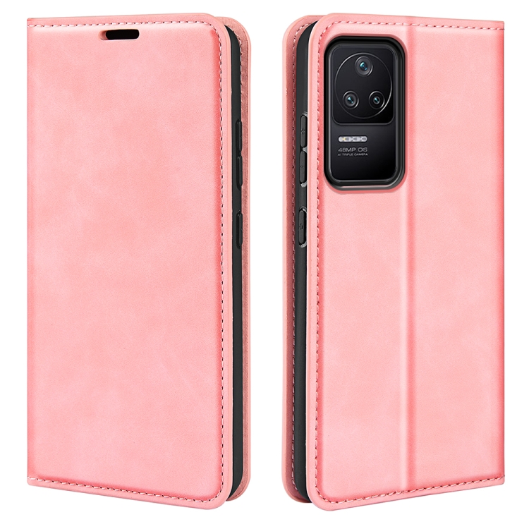 

For Xiaomi Redmi K40S Retro-skin Magnetic Suction Leather Phone Case(Pink)
