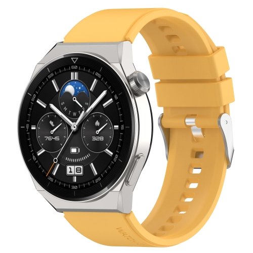 Para Huawei Watch GT3 46mm 22mm Cabeza sobresaliente Correa de silicona  Hebilla plateada (Amarillo)