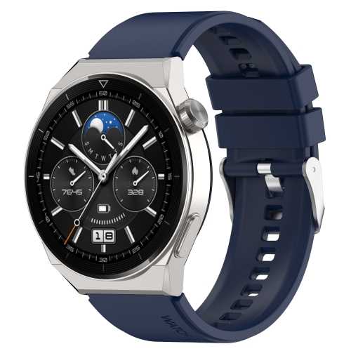 

For Huawei Watch 3 / Watch3 Pro 22mm Protruding Head Silicone Strap Silver Buckle(Navy Blue)