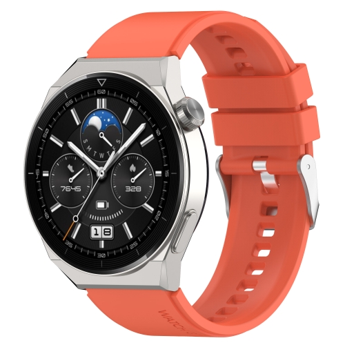 Para Huawei Watch GT3 42mm 20mm Cabeza sobresaliente Correa de silicona  Hebilla plateada (naranja)